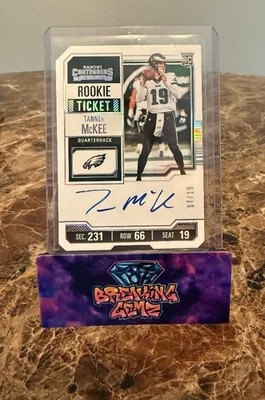 2023 Tanner McKee Contenders Ticket Stub Auto SP /19 Rookie Eagles #135