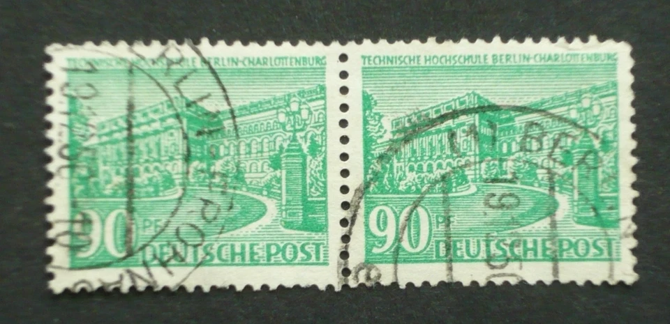 Berlin 1949, Berliner Bauten I, waagerechtes Paar Nr. 56, zentraler Rundstempel - Bild 1 von 1