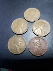 1945-S 1C BN Lincoln Cent Lot 5 Coins Mixed Grades F -vg