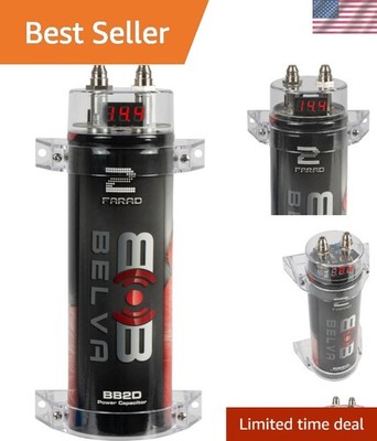 2.0 Farad Power Capacitor with Safety Alert and Red Display for Audio Systems