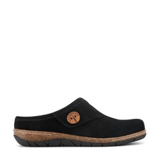 Earth Ezra Slip-On Cushioned Arch Support Womens Mule Black Suede - 7.5 Medium