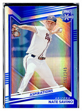 Nate Savino 2022 Panini Elite Extra Edition #82 Blue /349 RC MLB Prospect