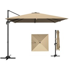 Outsunny 3 x 3 m Cantilever Parasol, Square Patio Umbrella with Crank Handle