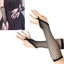 1 Pairs Fishnet Gloves Women'S Lace Finger Loop Gloves for 80S Costume Theme Par