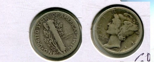 1926 S MERCURY SILVER DIME VG FINE 5071T