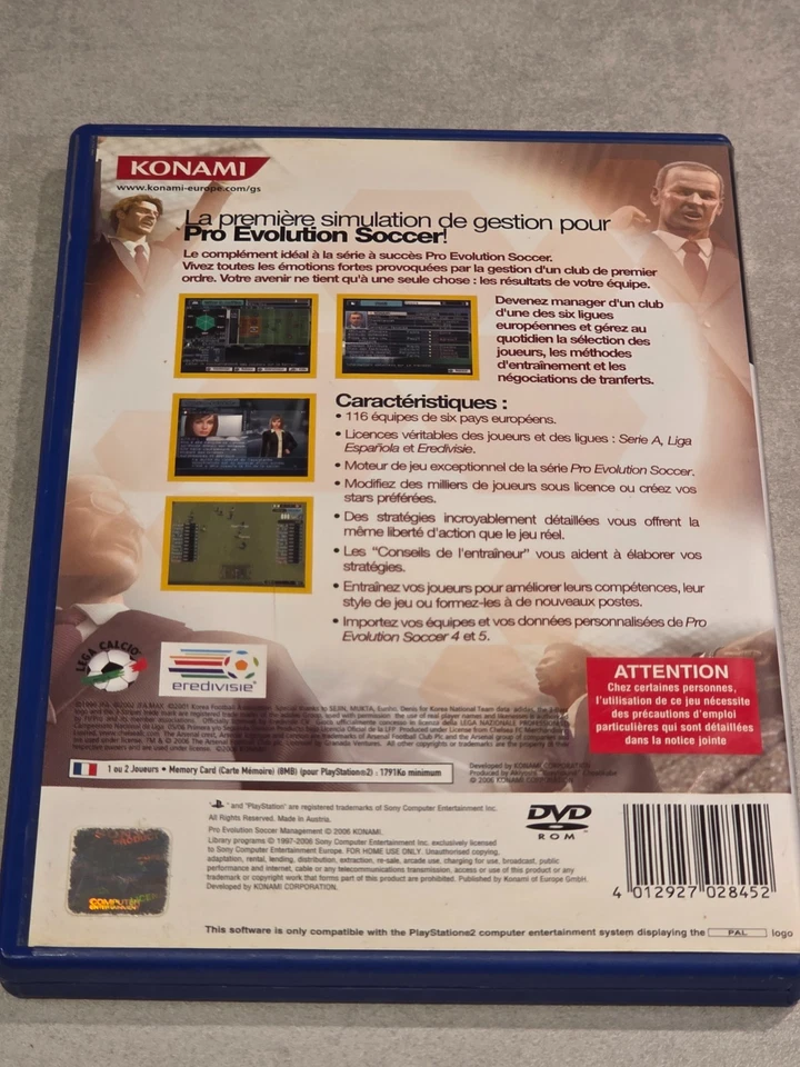 SANS NOTICE - jeu PRO EVOLUTION SOCCER MANAGEMENT pour PLAYSTATION 2 PS2 pes, photo 2 sur 3