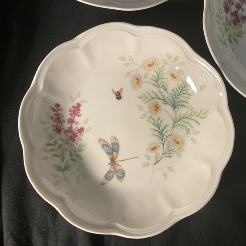 Lenox- Bone China "Butterfly Meadow Herbs" 8-3/4" Pasta Bowls, set of 6 - Afbeelding 7 van 9