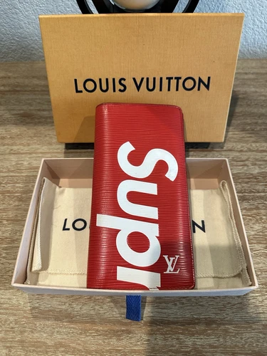 Portefeuille Louis Vuitton Brazza édition limitée Supreme Epi cuir