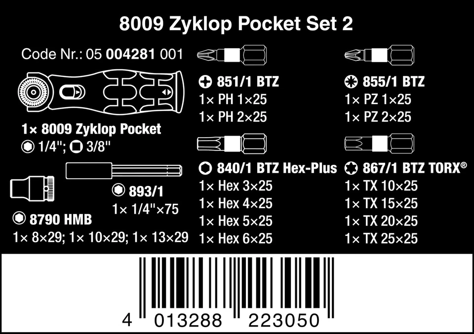 05004281001 8009 Zyklop Pocket Set 2, Ratchet set, 18 pieces - Image 2 of 4