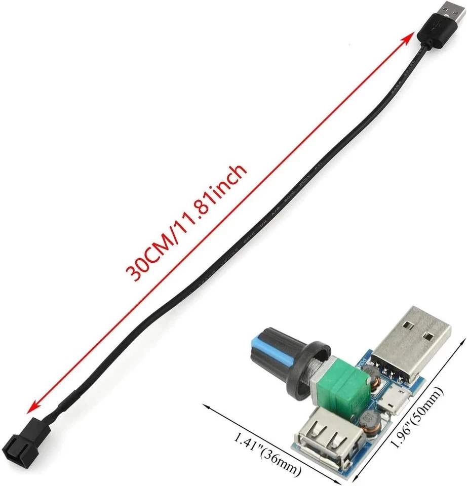 3pcs USB to 3pin/4pin PWM 5V Sleeve Fan Power Adapter Cable with Fan... - Image 4 of 4