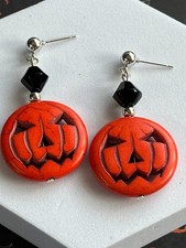 Pumpkin Jack O Lantern Dangle Earrings: Spooky Halloween Jewelry