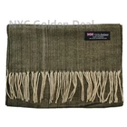 Men's 100% CASHMERE Thick Strip Soft Warm Wool Scarf MADE IN SCOTLAND Brown