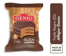 Genio Alfajor Triple Dulce De Leche Negro 60 Gr, Caja x24 Unidades