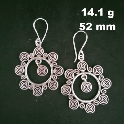 Fine 925 Silver Earrings Sterling Hilltribe Jewelry Tribal Sun Shine #23247