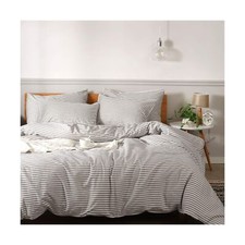 JELLYMONI 100 Natural Cotton 2pcs Striped Duvet Cover Sets,White Duvet Cover...