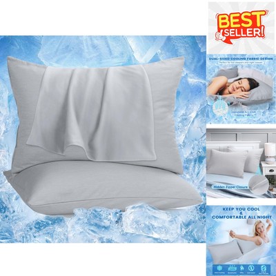 Skin-Friendly Cooling Pillowcases Set of 2, Q-Max 0.4, 20 x30  - Luxurious Sleep