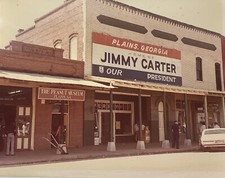 Jimmy Carter Plains Georgia Photo Vintage 1970s Back Porch Cafe Peanut 14”x11”