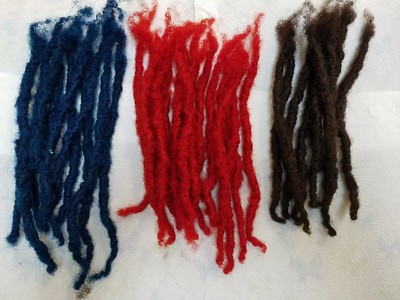 Dreadlocks handmade 100% human 30 pcs aqua red dark brown 10 pieces each color