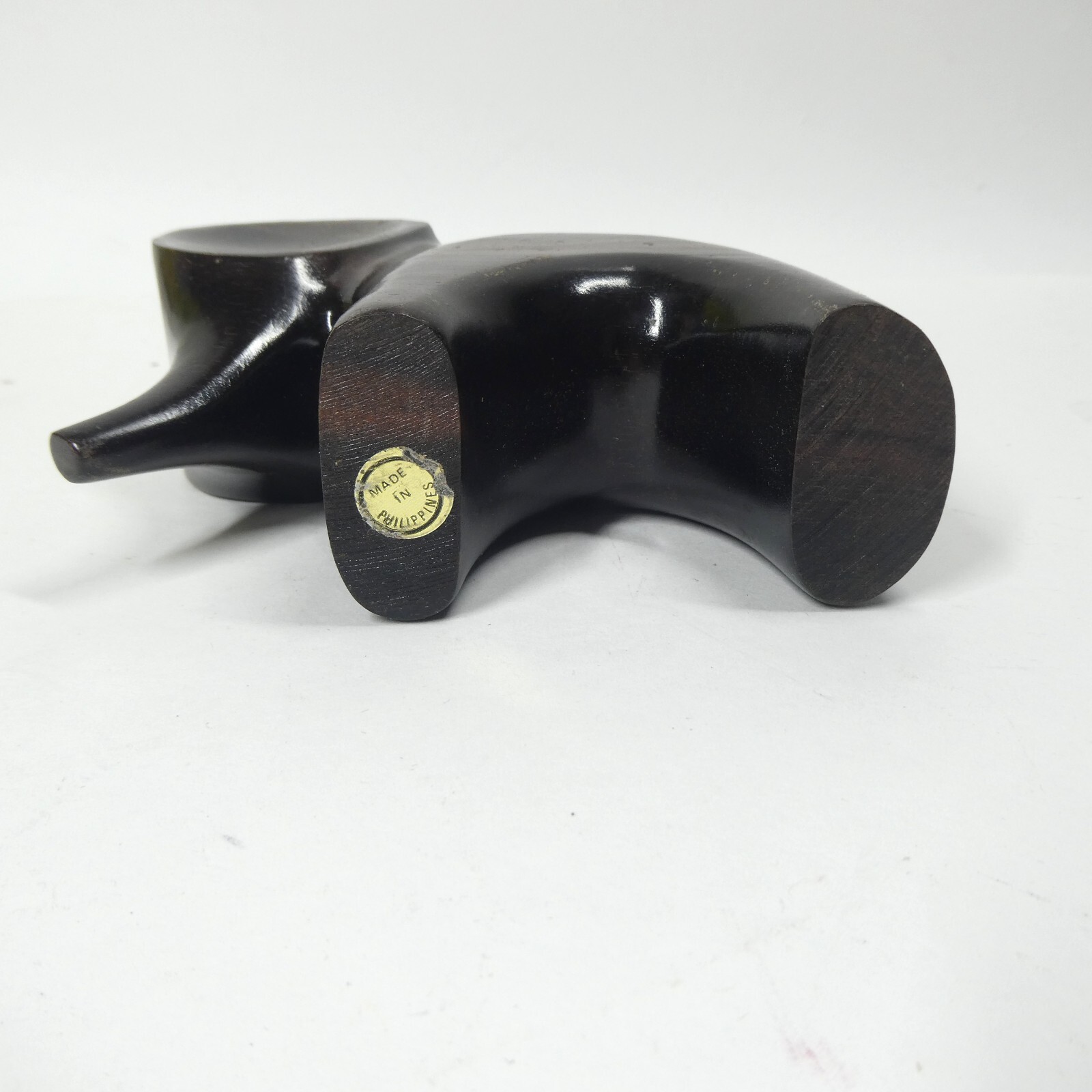 Carved Wooden Elephant Figurine 5" Long Modern MCM Vintage Philippines