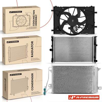 A-Premium Radiator & A/C Condenser & Cooling Fan w/ Shroud Kit for Ford ...