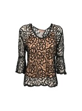 Maglia TWINSET in misto cotone con lavorazione crochet a telaio disegno pizzo...