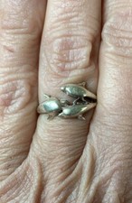 925 STERLING SILVER 3 DOLPHIN PORPOISE RING size 7 3/4