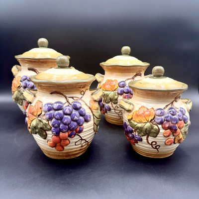 Certified International TUSCANY Pamela Gladding 4 Piece Canister Set Vintage