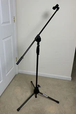 LyxPro Foldable Tripod Floor Microphone Stand with Adj. Boom Height, Tilt