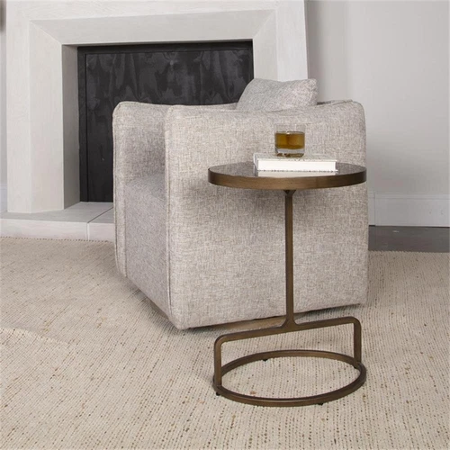 Uttermost Jessenia Marble and Metal Accent Table in Antique Brushed Gold - Picture 6 of 7