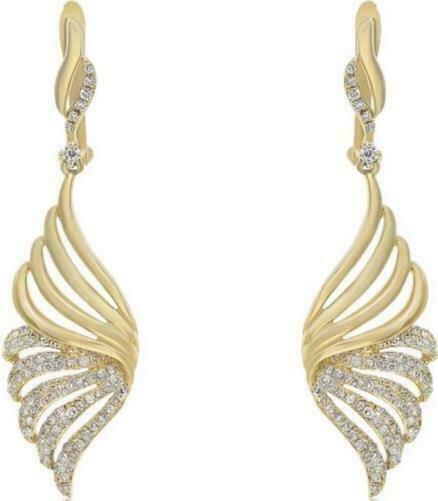 FILA .51CT DIAMOND 18KT YELLOW G 3D MULTI ROW MULTI LEAF FUN HANGING EARRINGS