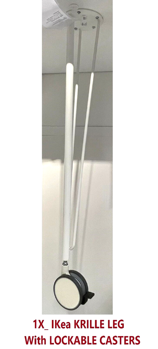 1X_ IKea KRILLE Leg with Caster White 27 1/2 Lockable Casters