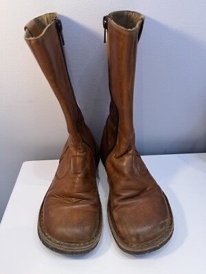 Pepe Girls Cognac Brown Leather Tall Boots Size EURO 32/US 13.5 Made in Italy!