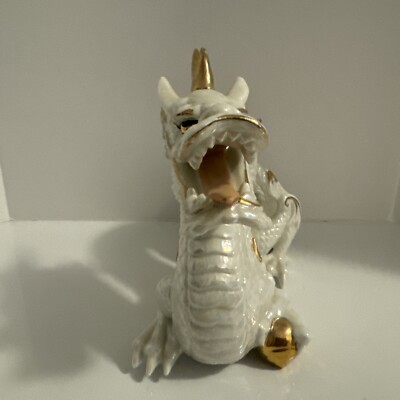 Vintage Yoshimi K Iridescent White & Gold Dragon Sea Serpent