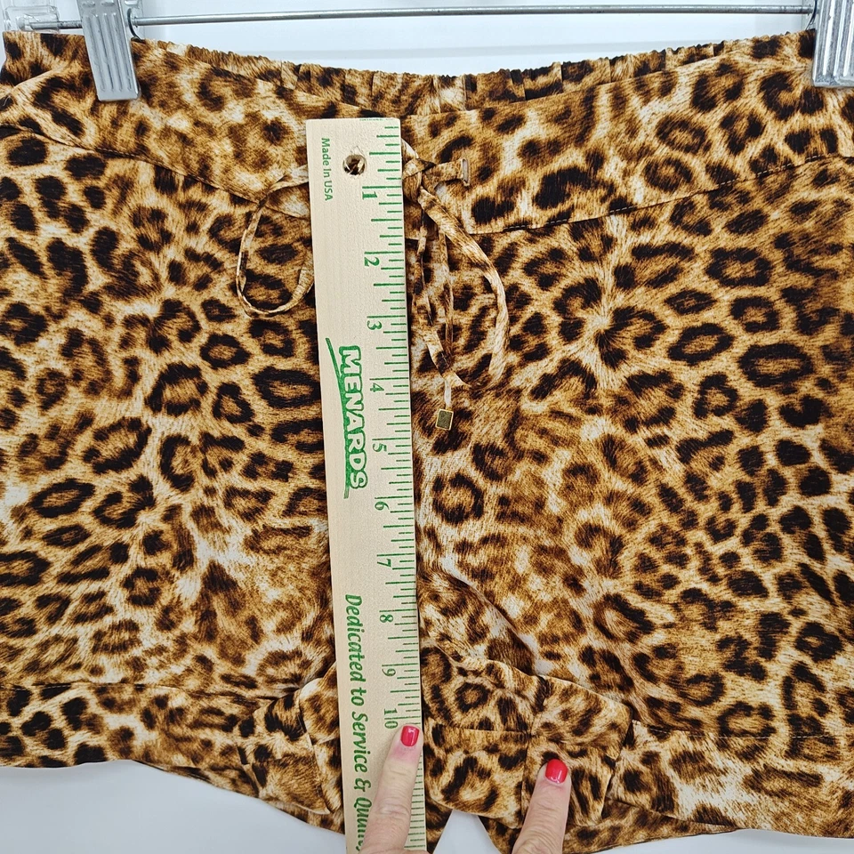 Pantalones Cortos Jennifer Lopez Talla XS Leopardo Cintura Elástica con Cordón y Bolsillos Foto 4 de 4