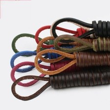 1 Pair Real Square Leather Rope Cord Shoelace String Boot Boat Shoe Lace Vintage