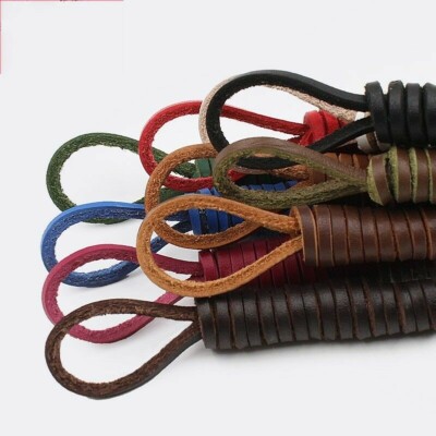 1 Pair Real Square Leather Rope Cord Shoelace String Boot Boat Shoe Lace Vintage