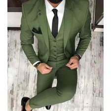 Men Suits Groom 3 Piece Wedding Lapel Best Man Slim Fit Blazer