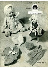 Knitting pattern copy 0669.   Dolls clothes outfits for 6 - 16 inch dolls. 