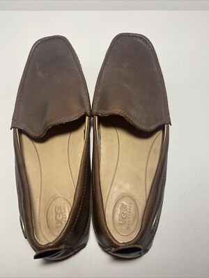 Ugg Brown Leather Driving Slip on Loafers Men display picture 1