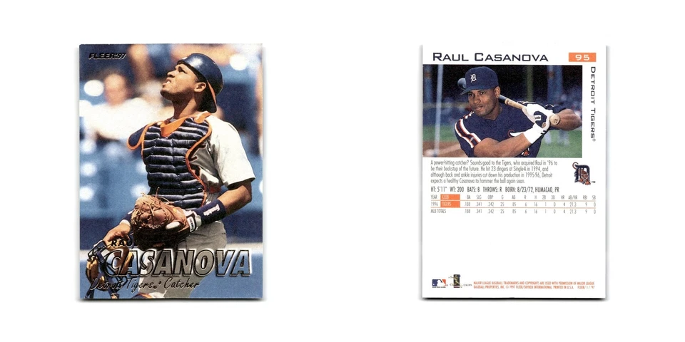 Raul Casanova 1997 Fleer #95 Detroit Tigers Baseball Card NM - Image 3 of 3