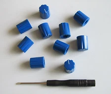 10x Guitar Amp Effect Pedal Knobs 1/4" Davies 1900H Style Knob Set Screw Blue
