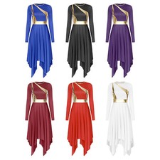 Womens Dancewear Praise Costume Cosplay Dress Irregular Leotard Church Worship
