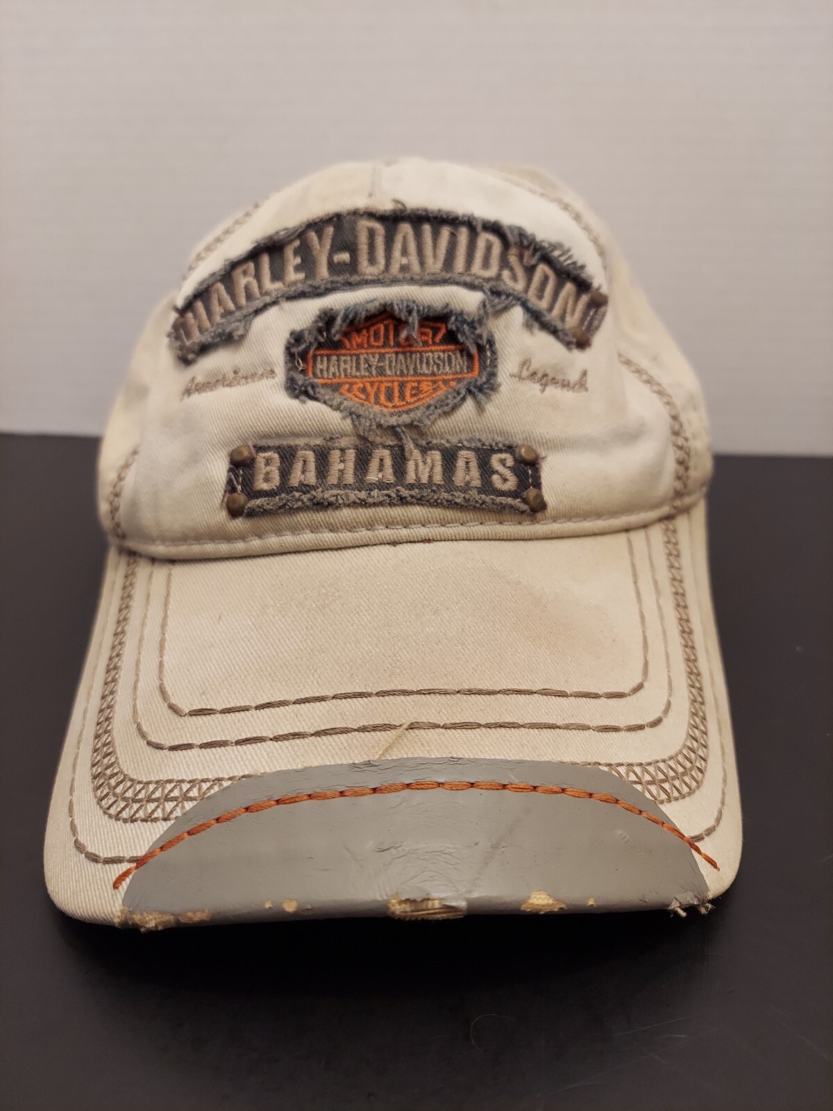 Harley Davidson Hat Bahamas Adjustable Distressed Emb… Gem