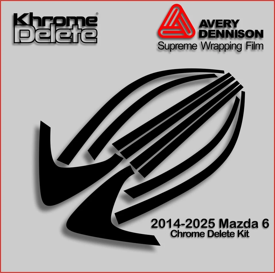 Chrome Delete Vinyl fitting the 2014-2025 Mazda 6 4dr Chrome Trim (Glossy Black) - Image 2 of 4