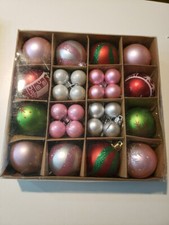Ornaments Set Of 36 Glitter Multicolored 1"-2" New