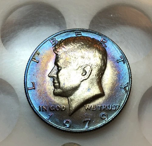 1979 BU Kennedy Half Dollar Rainbow Toned