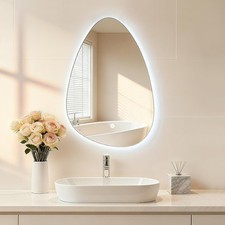Bathroom Mirror with LED Lights, 400×600mm Electric Vanity Mirror with Backlit L