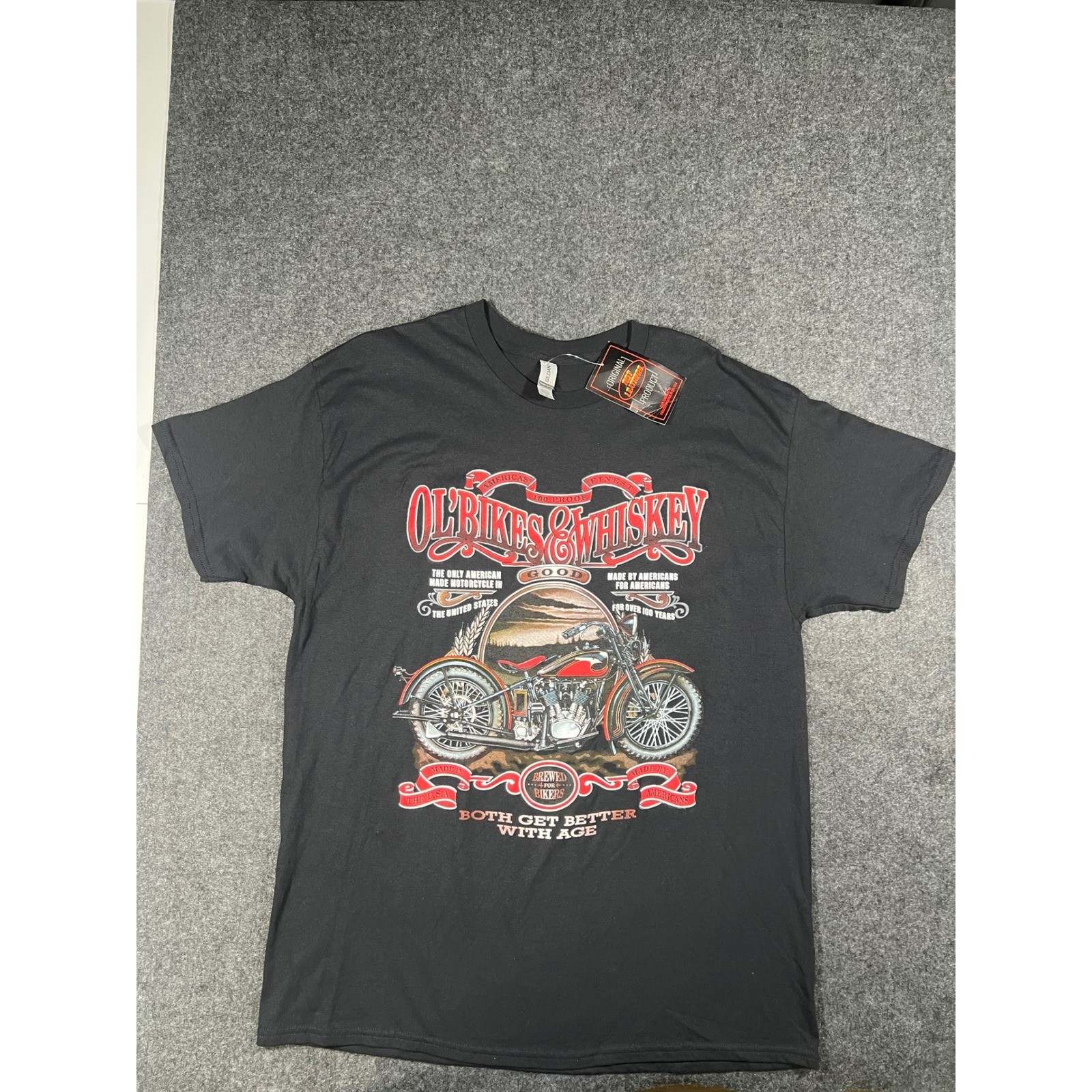 Hot Leathers Ol' Bikes & Whiskey Motorcycle Graphic T-Shirt Mens XL Black NEW