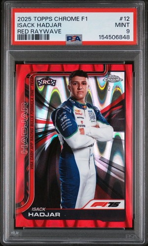 2025 Topps Chrome F1 #12 Isack Hadjar Red Raywave /5 PSA 9