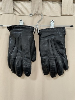 Saks Fifth Avenue Leather Gloves XL Black Made In Italy Lined Winter Classic